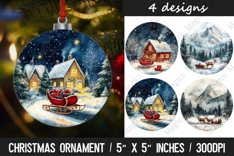 Christmas round ornaments sublimation design