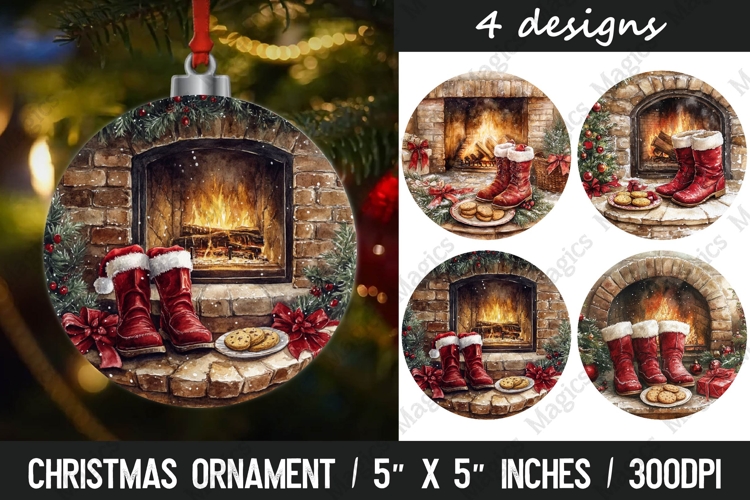 Christmas round ornaments sublimation design