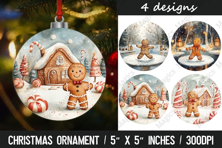 Christmas round ornaments sublimation design
