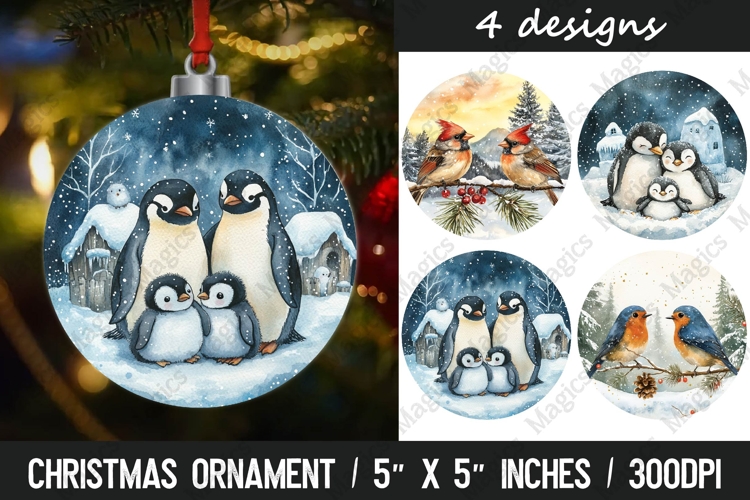 Christmas round ornaments sublimation design