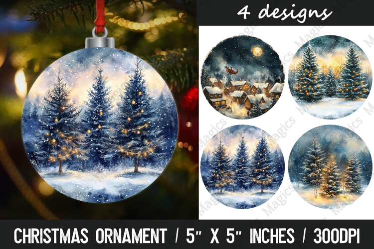 Christmas round ornaments sublimation design