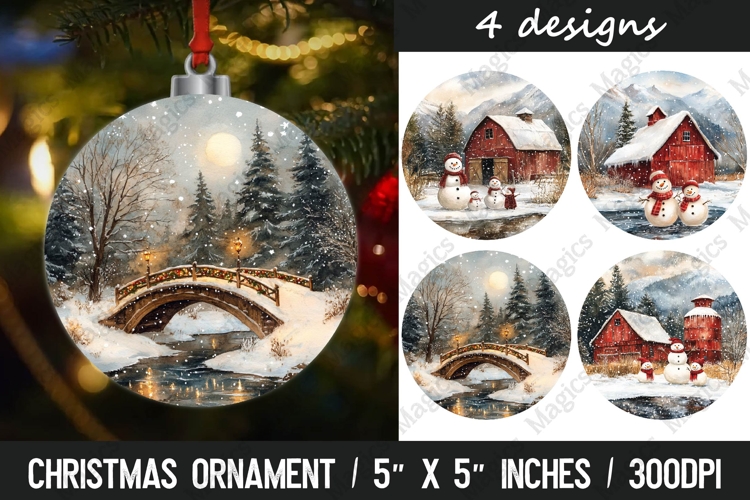 Christmas round ornaments sublimation design
