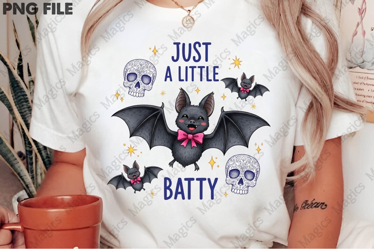 Just a Little Batty Funny Halloween PNG example image 1