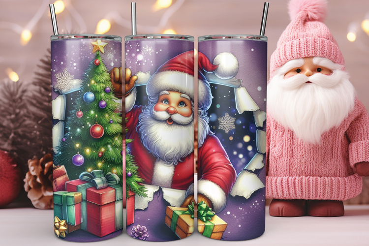 3d Christmas Santa Tumbler Wrap