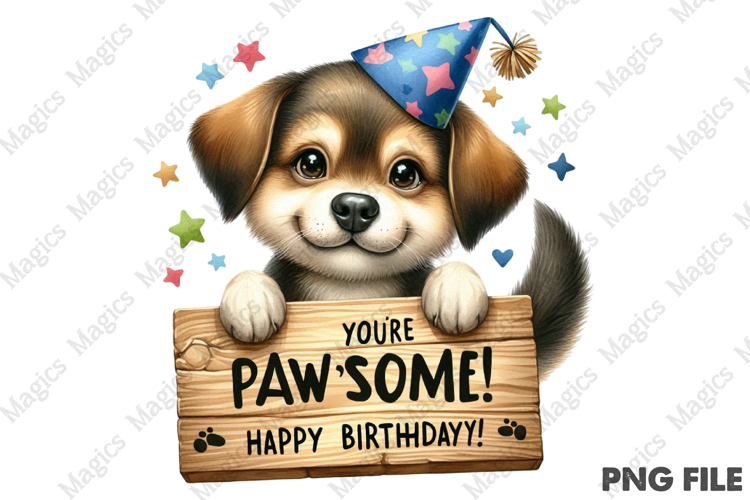 Party Puppy Sublimation, Birthday Sublimation Design