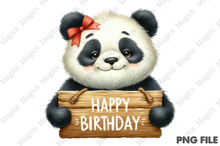 Happy Birthday Panda PNG, Birthday Sublimation Design