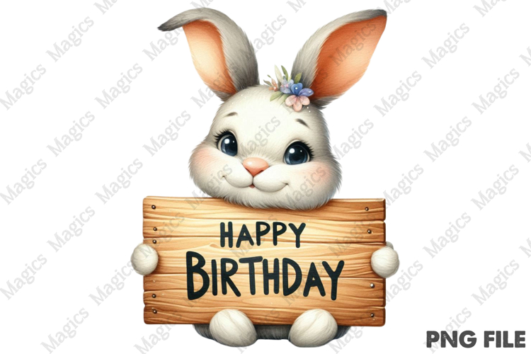 Happy Birthday Bunny Design, Birthday Sublimation Design