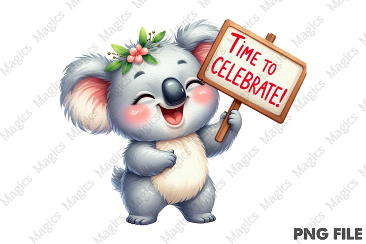 Cute Koala Party Sublimation, Birthday Sublimation Design