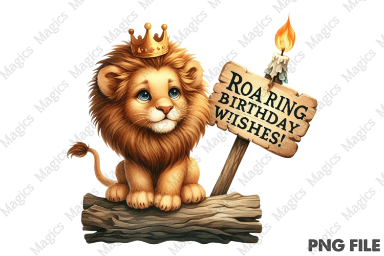 Lion Birthday T-Shirt Art, Birthday Sublimation Design