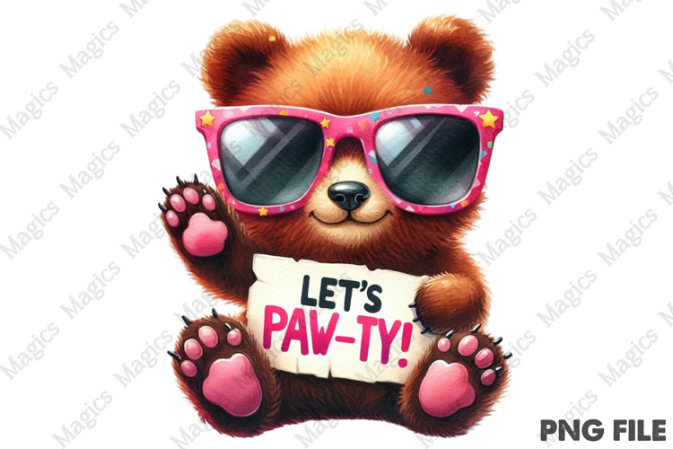 Party Bear Sublimation Art, Birthday Sublimation Design