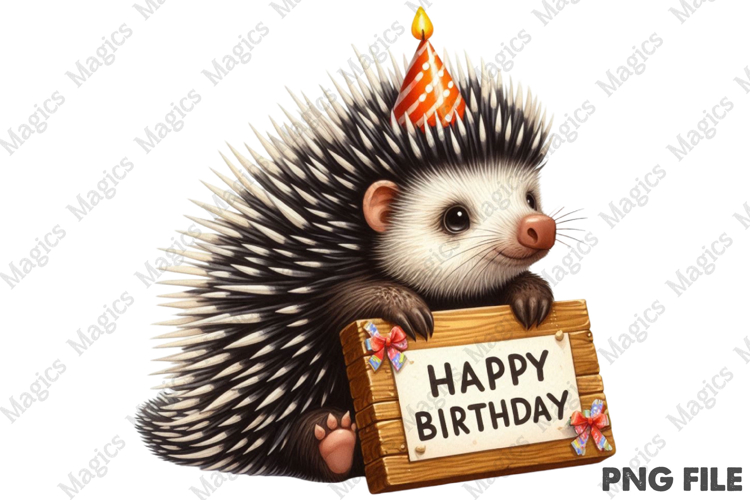 Hedgehog Birthday Sublimation, Birthday Sublimation Design