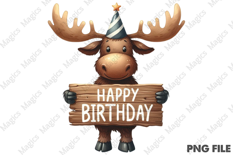 Cute Moose B-Day Sublimation, Birthday Sublimation Design