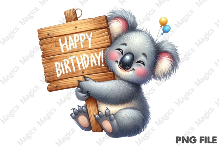 Cute Koala B-day Sublimation, Birthday Sublimation Design