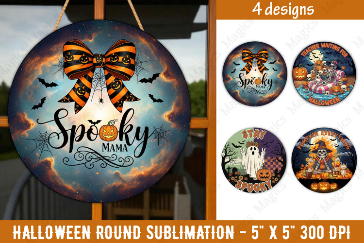 Halloween sublimation ornament | Halloween Round Quotes PNG