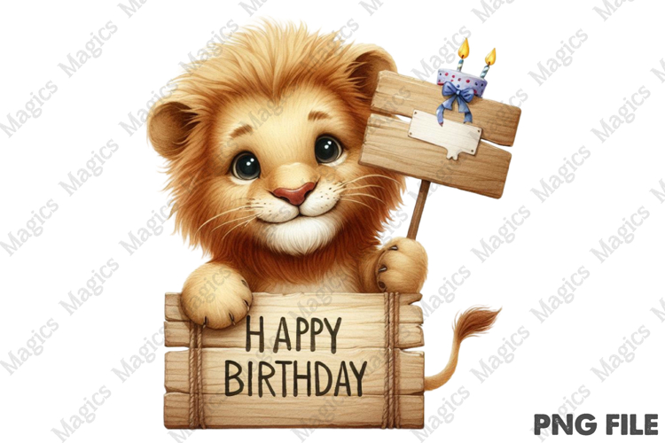 Lion Birthday Party Design, Birthday Sublimation Design