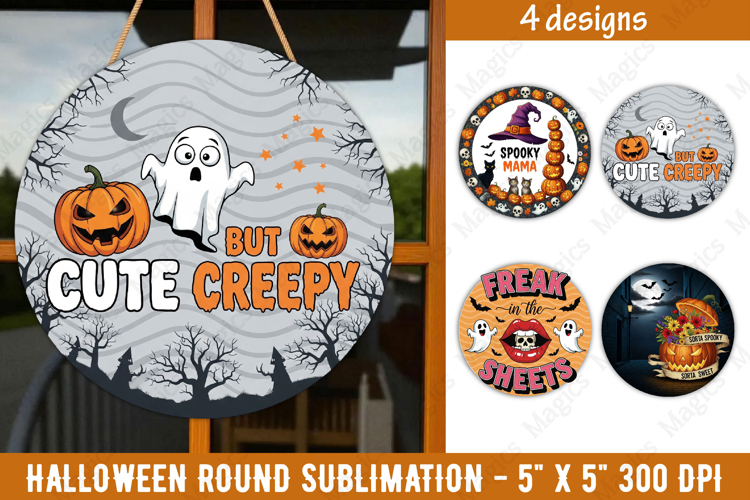 Halloween sublimation ornament | Halloween Round Quotes PNG