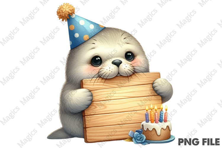 Cute Seal Birthday Sublimation, Birthday Sublimation Design