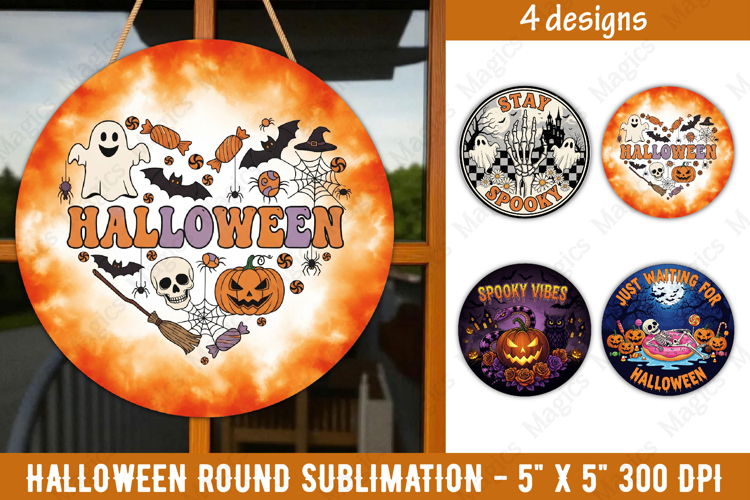 Halloween sublimation ornament | Halloween Round Quotes PNG
