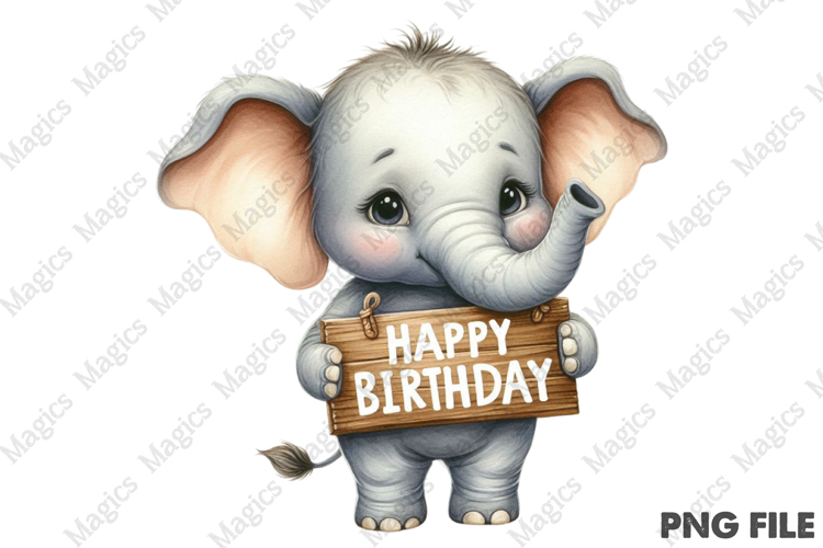 Happy Birthday Elephant Sublimation, Birthday Sublimation