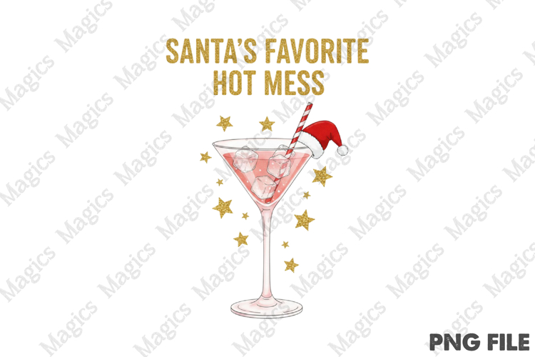 Santas Hot Mess PNG, Glitter Christmas
