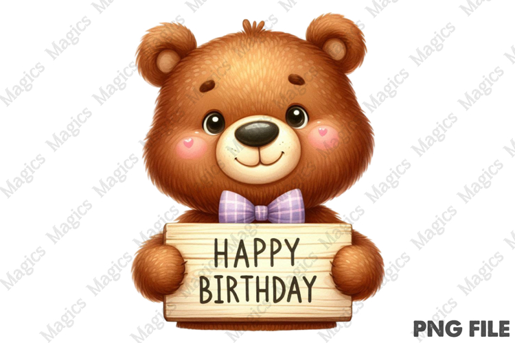 Cute Teddy Bear Sublimation, Birthday Sublimation Design