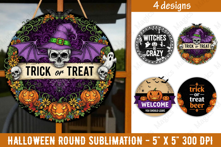 Halloween sublimation ornament | Halloween Round Quotes PNG