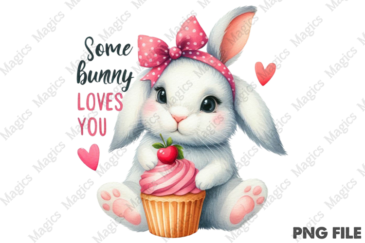 Pink Bow Bunny Sublimation, Birthday Sublimation Design