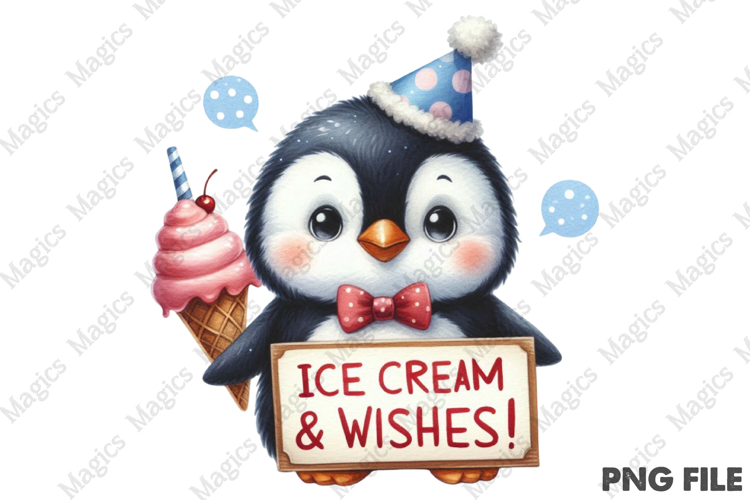 Cute Penguin B-day Sublimation, Birthday Sublimation Design