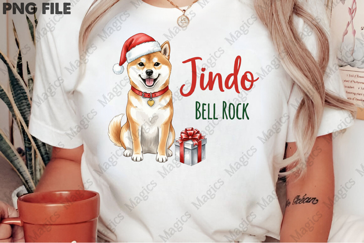 Jindo Bell Rock Christmas Design, Christmas Dog Puns Png
