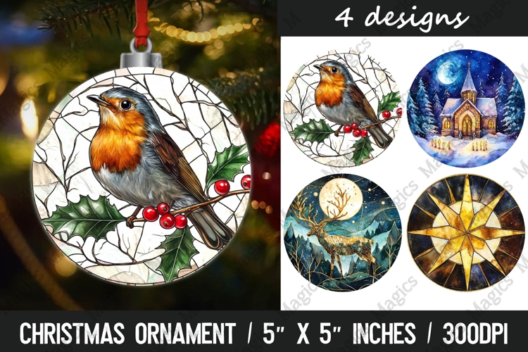 Christmas Ornaments Round Design, Christmas PNG Sublimation