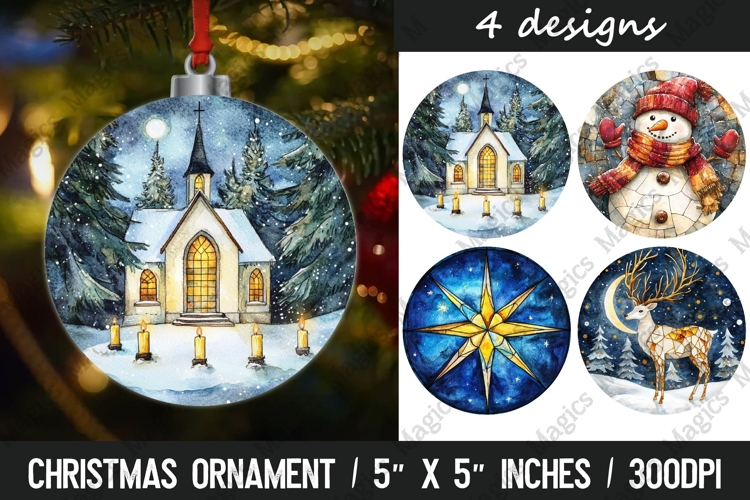 Christmas Ornaments Round Design, Christmas PNG Sublimation