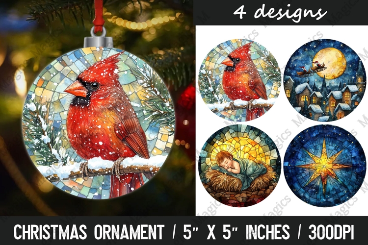 4 Christmas round ornaments sublimation