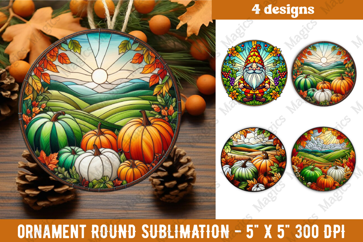 Fall Stained Glass PNG | 4 Fall Ornament Design