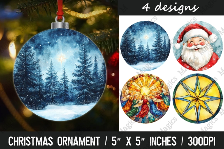 Christmas Ornaments Round Design, Christmas PNG Sublimation
