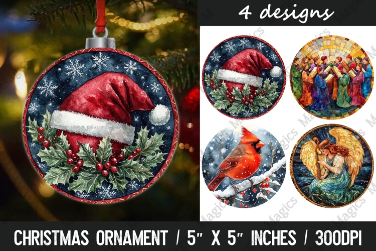 Christmas Ornaments Round Design, Christmas PNG Sublimation