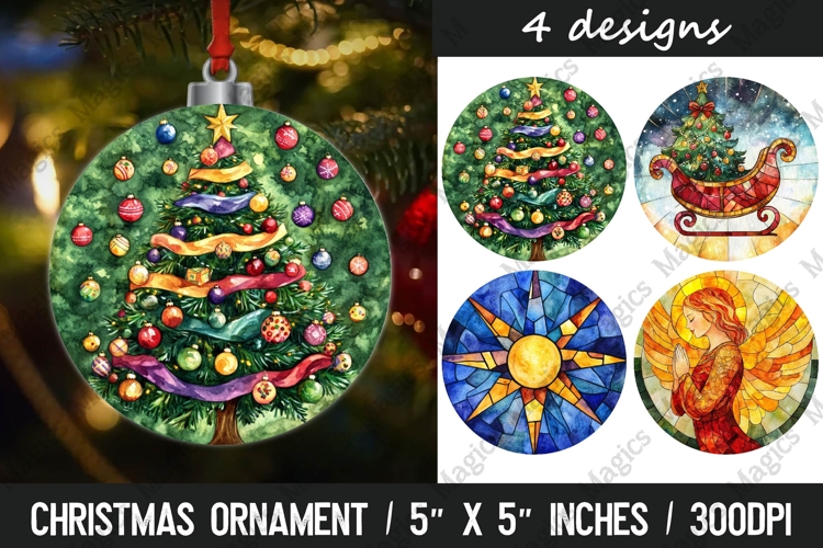 Christmas Ornaments Round Design, Christmas PNG Sublimation