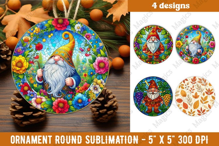 Fall Stained Glass PNG | 4 Fall Ornament Design