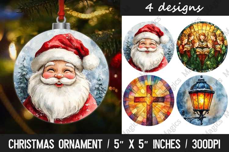 Christmas Ornaments Round Design, Christmas PNG Sublimation