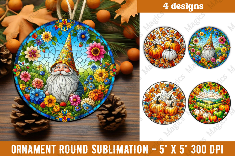Fall Stained Glass PNG | 4 Fall Ornament Design