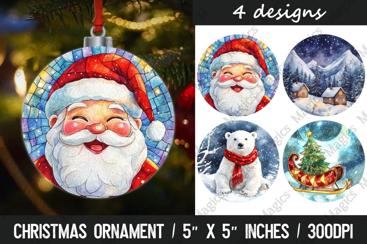 Christmas Ornaments Round Design, Christmas PNG Sublimation