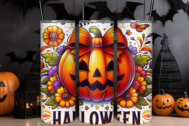Happy Halloween Pumpkin Tumbler Wrap Design
