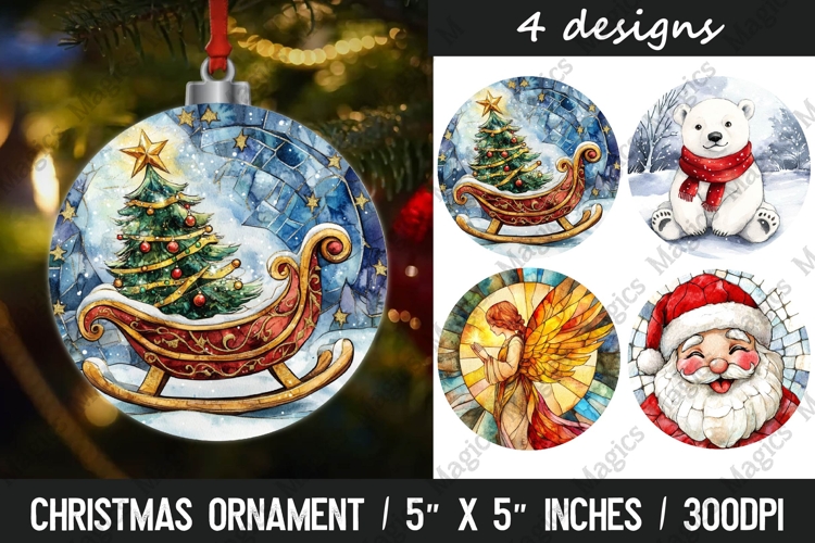 Christmas Ornaments Round Design, Christmas PNG Sublimation