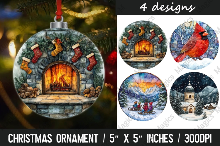 Christmas Ornaments Round Design, Christmas PNG Sublimation