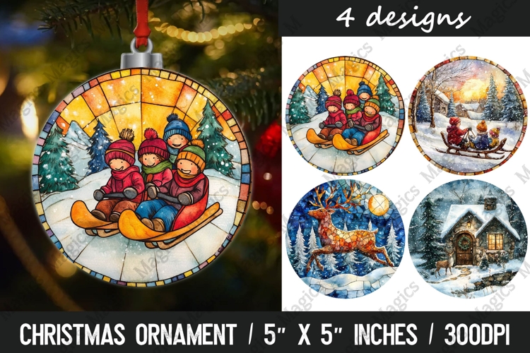 4 Christmas round ornaments sublimation