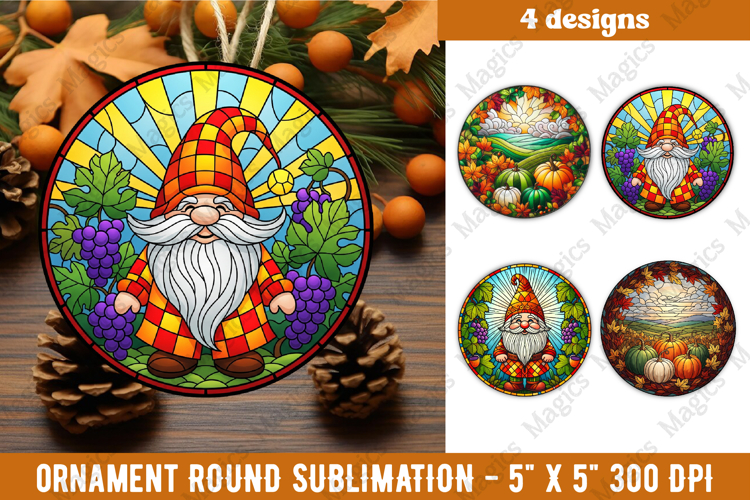 Fall Stained Glass PNG | 4 Fall Ornament Design