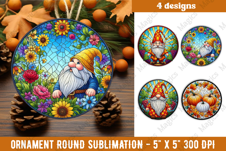 Fall Stained Glass PNG | 4 Fall Ornament Design