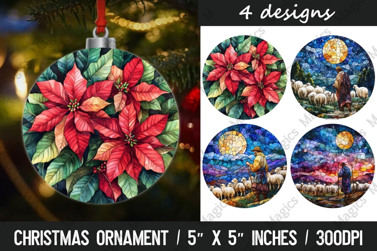 Christmas Ornaments Round Design, Christmas PNG Sublimation
