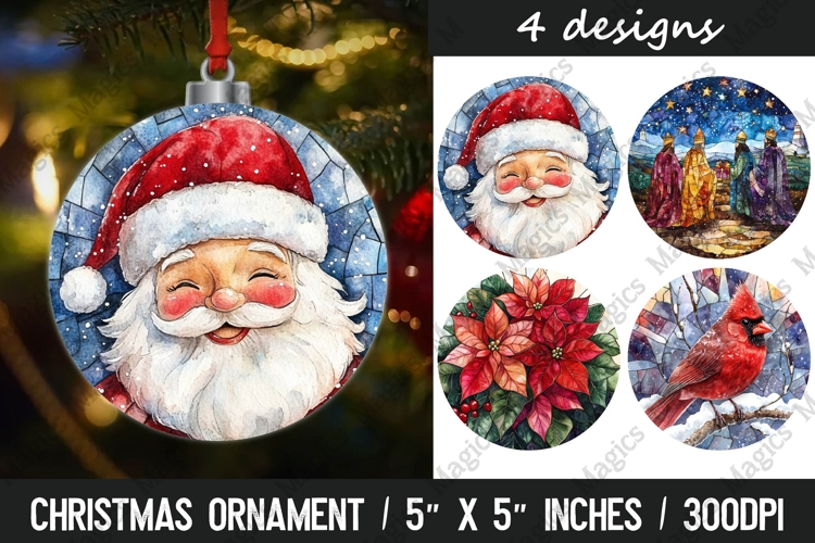 Christmas Ornaments Round Design, Christmas PNG Sublimation