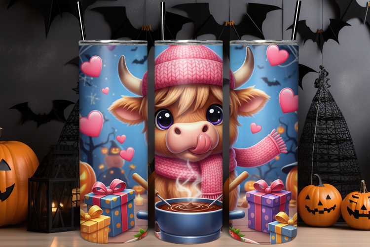 Cute Cow Halloween Tumbler Wrap
