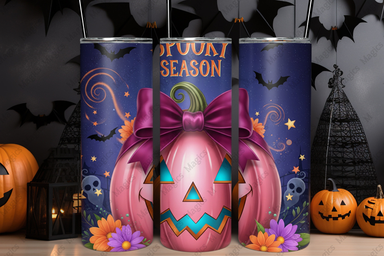 Halloween Spooky Season Tumbler Wrap Sublimation Design